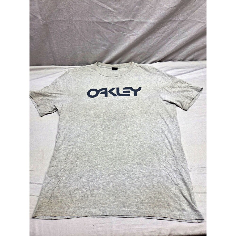 Oakley Custom Fit Gray Logo Jersey Cotton Crew Neck Short Sleeve T-Shirt Mens L